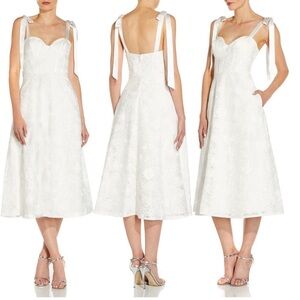 Aidan Mattox White Lace Bridal Midi Dress 0